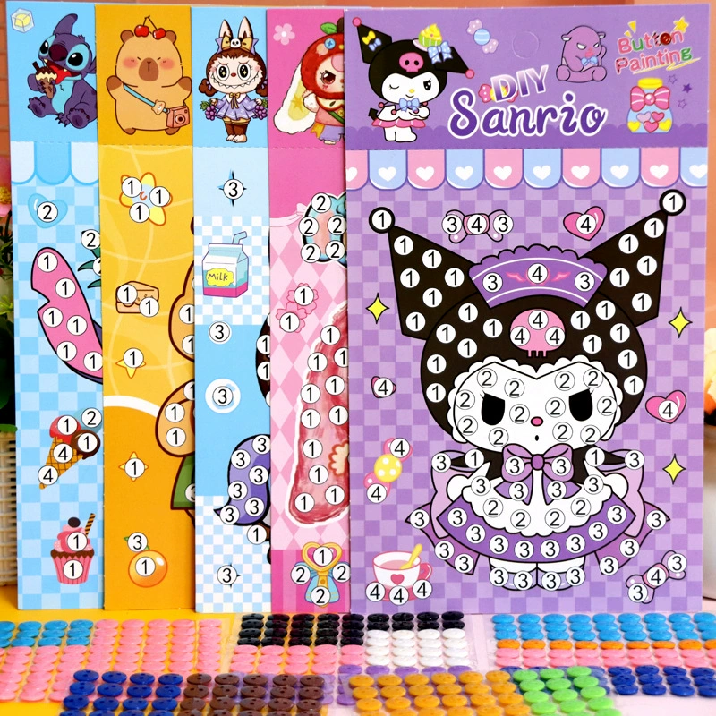 Детские наклейки ручной работы с изображением Куроми, Капибары, Мелодии, Лабубу и Стича на бумажной основе