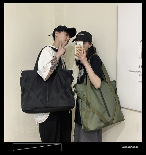 Hong Kong fashion cool motorcycle unisex webbing portable large bag  Japanese and Korean ins casual shoulder bag wholesale