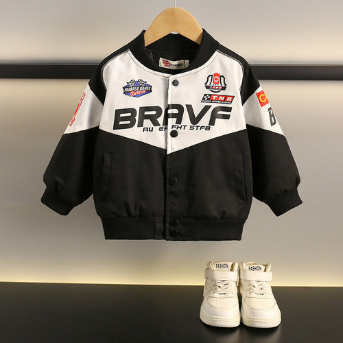 Boys motorcycle baseball jacket  spring and autumn new style children's Korean style trendy tops baby versatile clothes