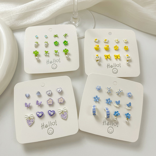 S925 sterling silver earring set for women  new style earrings daily versatile student small earrings