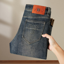 高级感欧货牛仔裤男士重工艺炒洗修身牛仔秋季新款弹力高档男裤潮