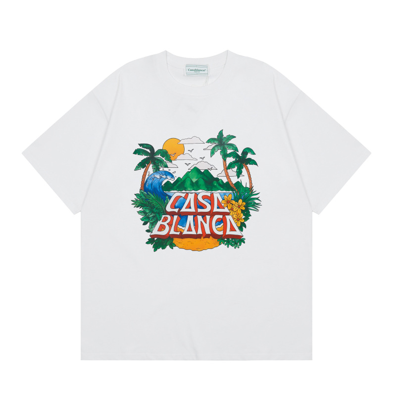 クロスボーダーカサブランカ夏新作カサドリームゲートプリント男女兼用ルーズ半袖Tシャツ純綿|undefined