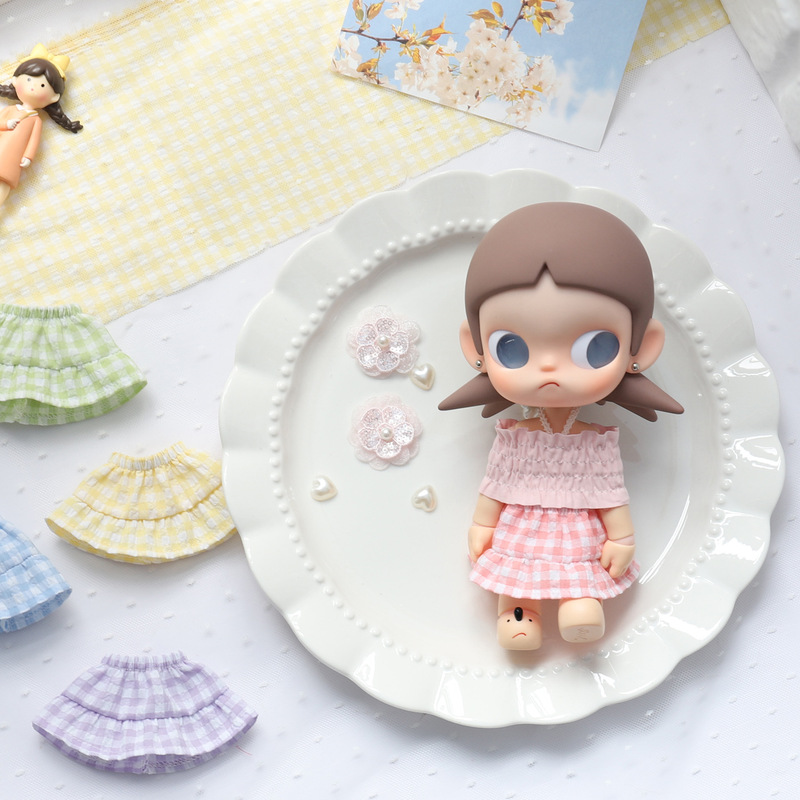 Original Zsiga Ga Zi Sister's Outfit with Plaid Skirt and Inner Wear 10cm Doll Clothes 1/6 Scale Bjd Doll Clothes Wholesale