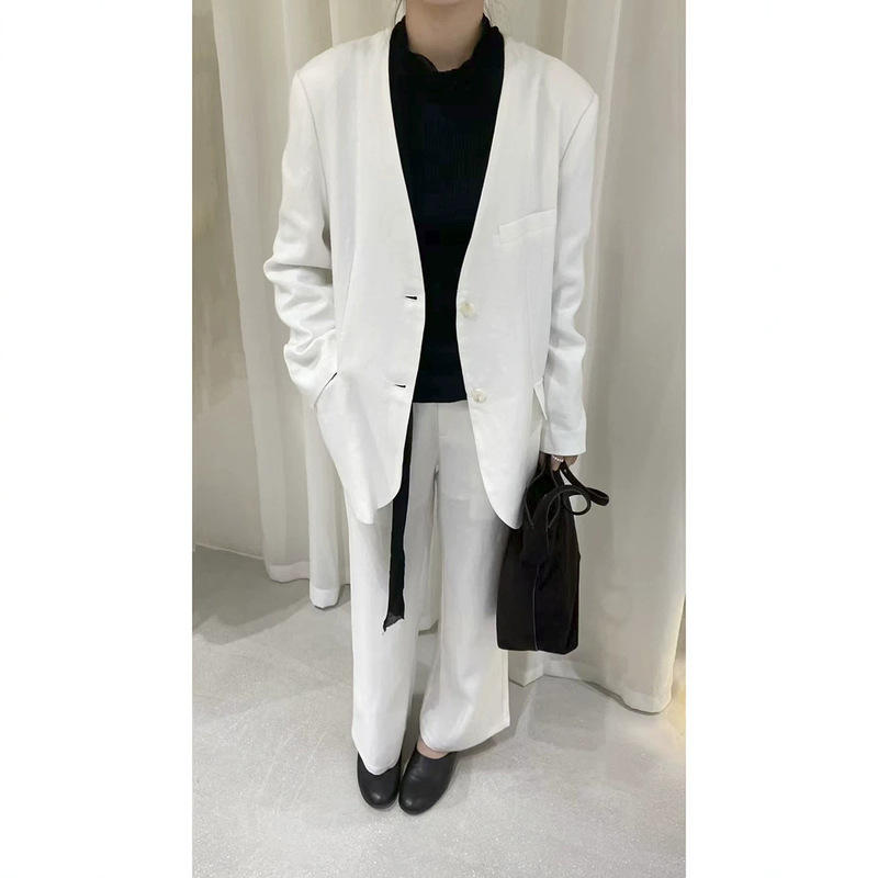 Love and Nancy Thirteen Lines 2026 Autumn Korean Style Elegant Linen Tencel V-Neck Drop-Shoulder Loose Blazer 04713