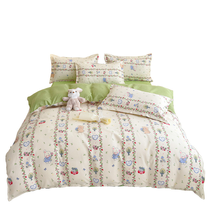Parure de lit en coton brossé, housse de couette simple_voghion.com
