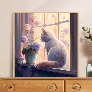 Flower Cat Lucking Cross-stitch Mona Lisa Small Small 2025 New Arrival Line Embroidery Hand-embroidered Flowers