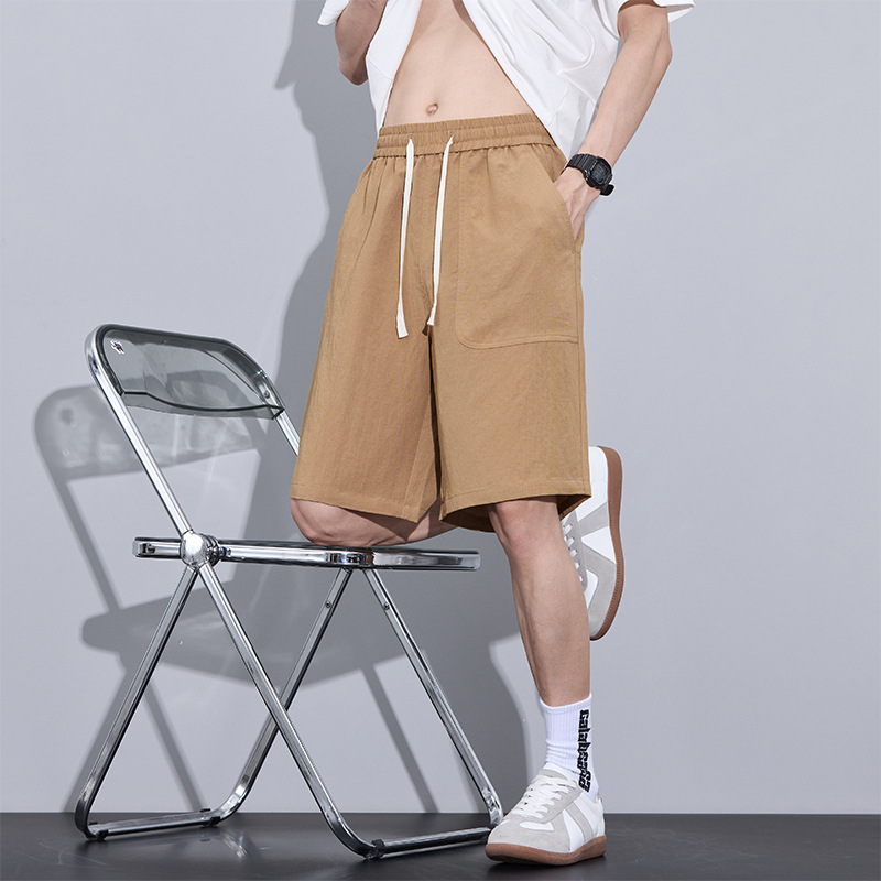 カジュアルショートパンツボーイズ夏薄いスポーツルーズストレート5点パンツトレンディな多用途リネンミッドパンツ|undefined