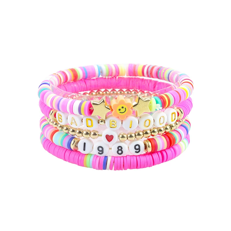 Эластичный браслет из бусин с буквами, растягивающийся, многокрасочный, длина 15 см, 0,025 кг