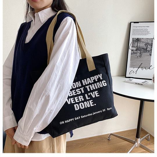 Canvas bag ins female student South Korea large capacity letter shoulder bag tote bag simple fashion canvas bag manufacturer
