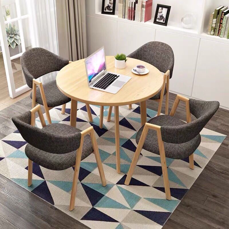 라이트 우드 컬러 데스크탑 + 라이트 다크 그레이 일체형 A 하위 의자