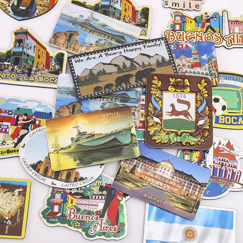 创意新款冰箱贴制定旅游景点城市建筑文创徽章旅游景区纪念品批发