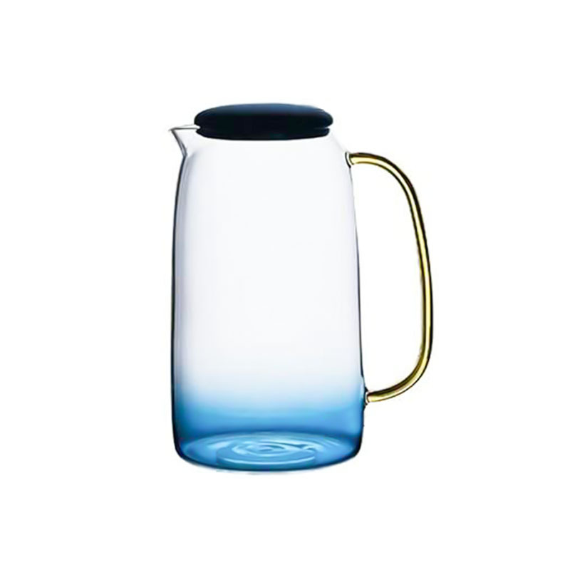 Botella de agua fría vidrio resistente al calor de alta temperatura a prueba de explosiones hogar de gran capacidad juego de té taza de mármol azul botella de agua fría