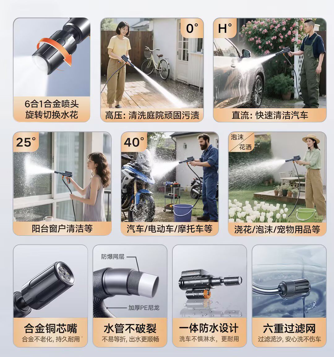 Car Wireless Washing Machine, High-Pressure Water Gun, Household Electric Lithium Battery Cleaning Machine, Powerful Pressure Washer