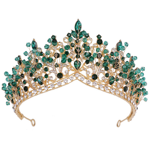 New European and American cross-border handmade rhinestone bridal crown alloy multi-color beaded princess wedding jewelry wholesale