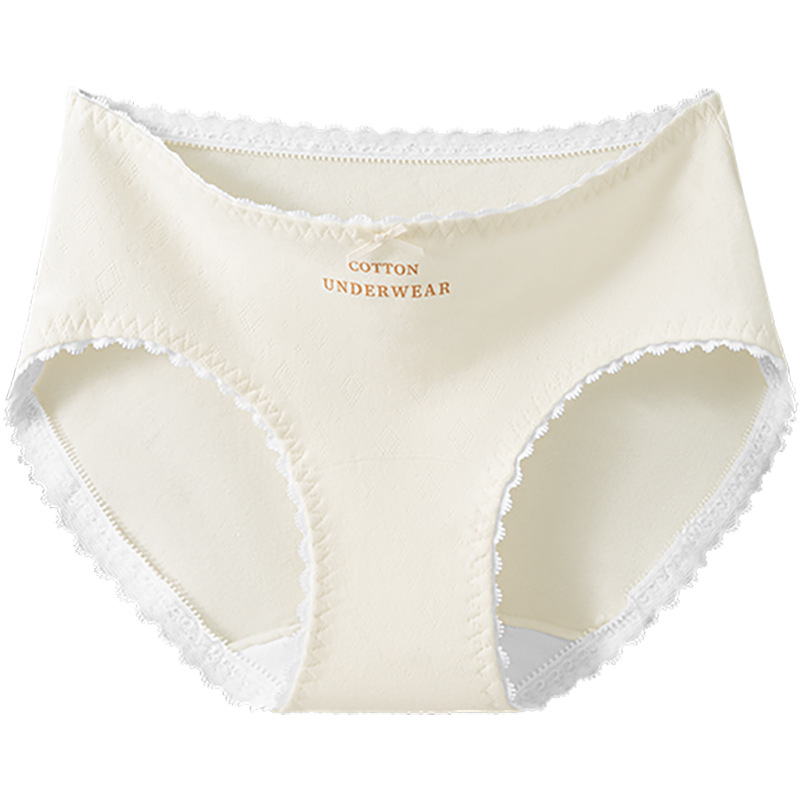 Bragas de encaje de algodón de categoría A 10A entrepierna antibacteriana entrepierna larga 2025 nuevo calzoncillos de mujer cómodos y transpirables de cintura media