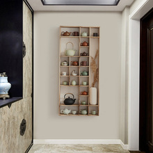 實木茶杯架多寶閣展示博古架置物架茶壺茶具櫃壁掛掛牆格子架中式