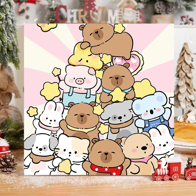 Navidad nueva pintura digital DIY pintada a mano pintura de color ambiente de decoración de vacaciones Santa Claus pintura decorativa