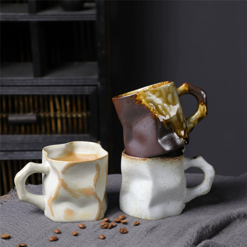 Alien ceramic cup high -value coffee cup retro Mark cup cross -border supply irregular cup rough pottery cup