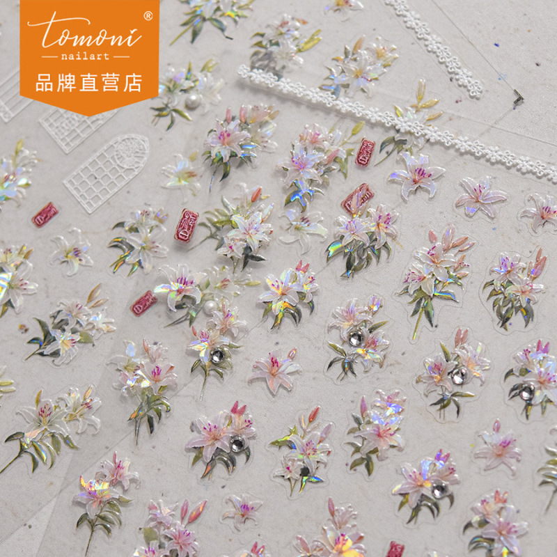 Tomoni Crystal Diamond Manicure Stickers Healing Streamer Colorful Nail Stickers Lily Manicure Material Trinkets