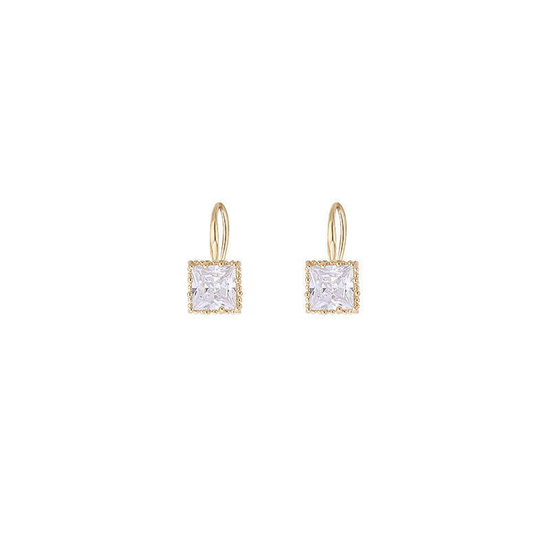 Pendientes cuadrados pequeños al por mayor temperamento cuadrado pendientes de circón joyería nuevos pendientes de azúcar plata