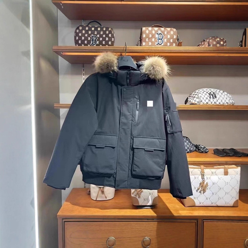 Putian Mlb down Jacket Yankees 3Rd Generation Zhang Linghe Warm Windproof Fur Collar Hooded Workwear Unisex Jacket Cold Protection