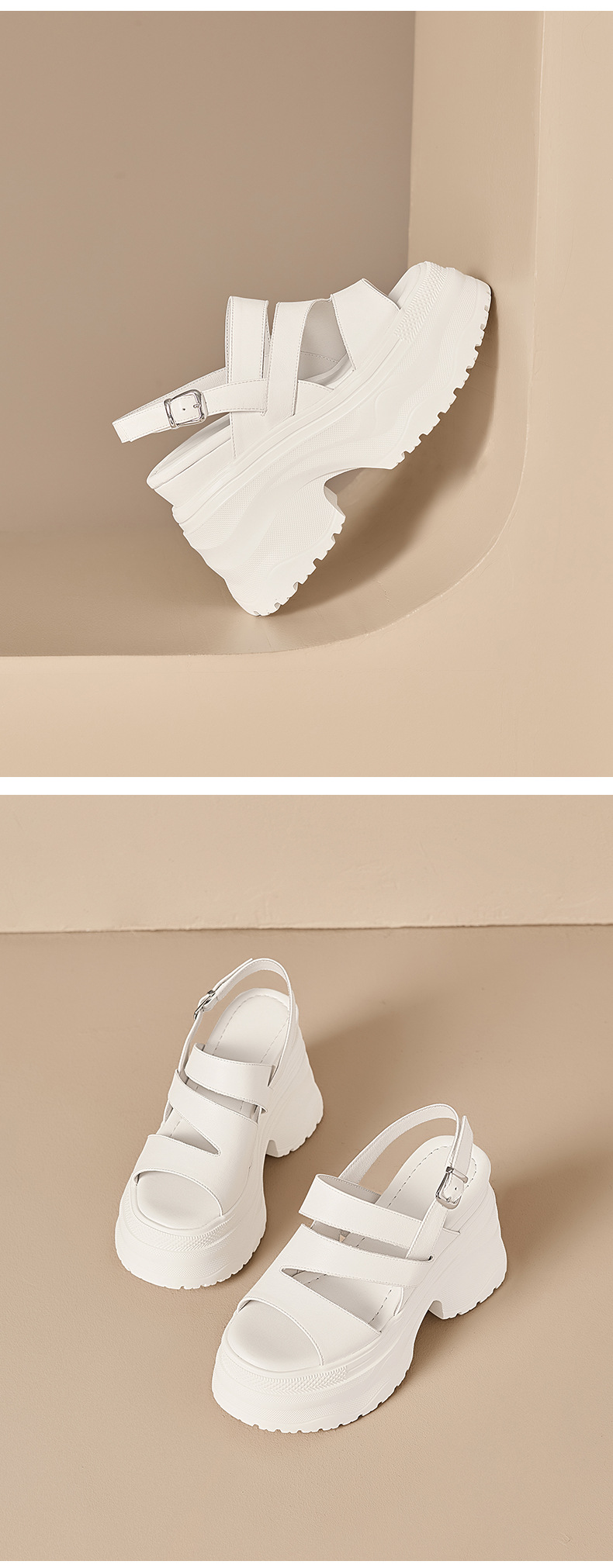 Sandal cao gót nữ hở mũi đế xuồng 12 cm quai ngang — màu đen, màu trắng ngà chi tiết 12