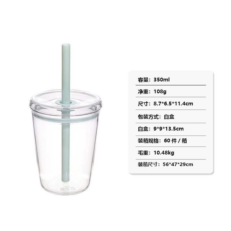 350ml mini taza de plástico transparente tritan taza de paja de color rojo para chicas lindas tazas de agua