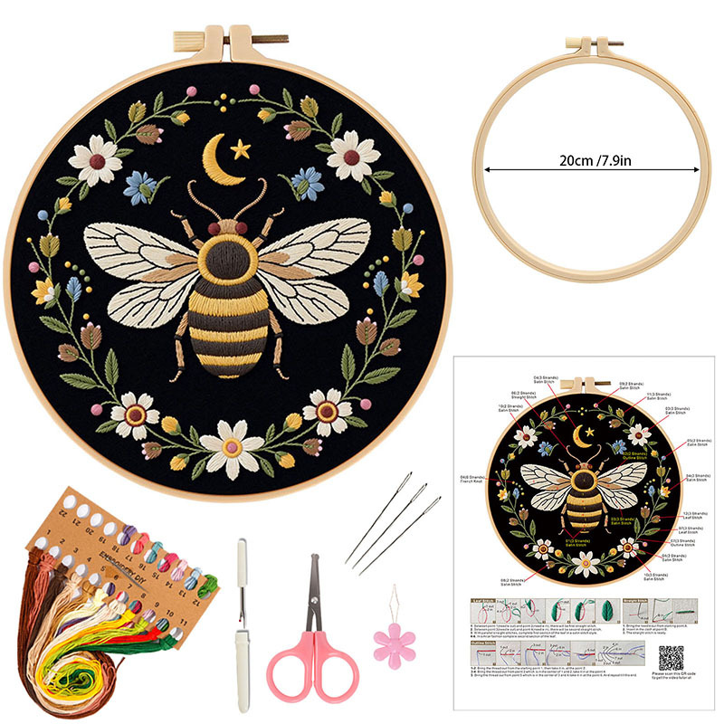 Nuevo producto original europeo bordado DIY material paquete luna dorada flores de abejas Inglés aguja Francia comercio exterior transfronterizo