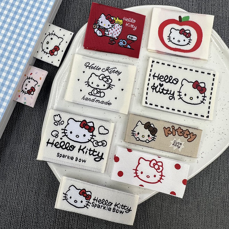 可爱高品小猫织标布标袜子标签包包手作领标围巾配件厂家批发