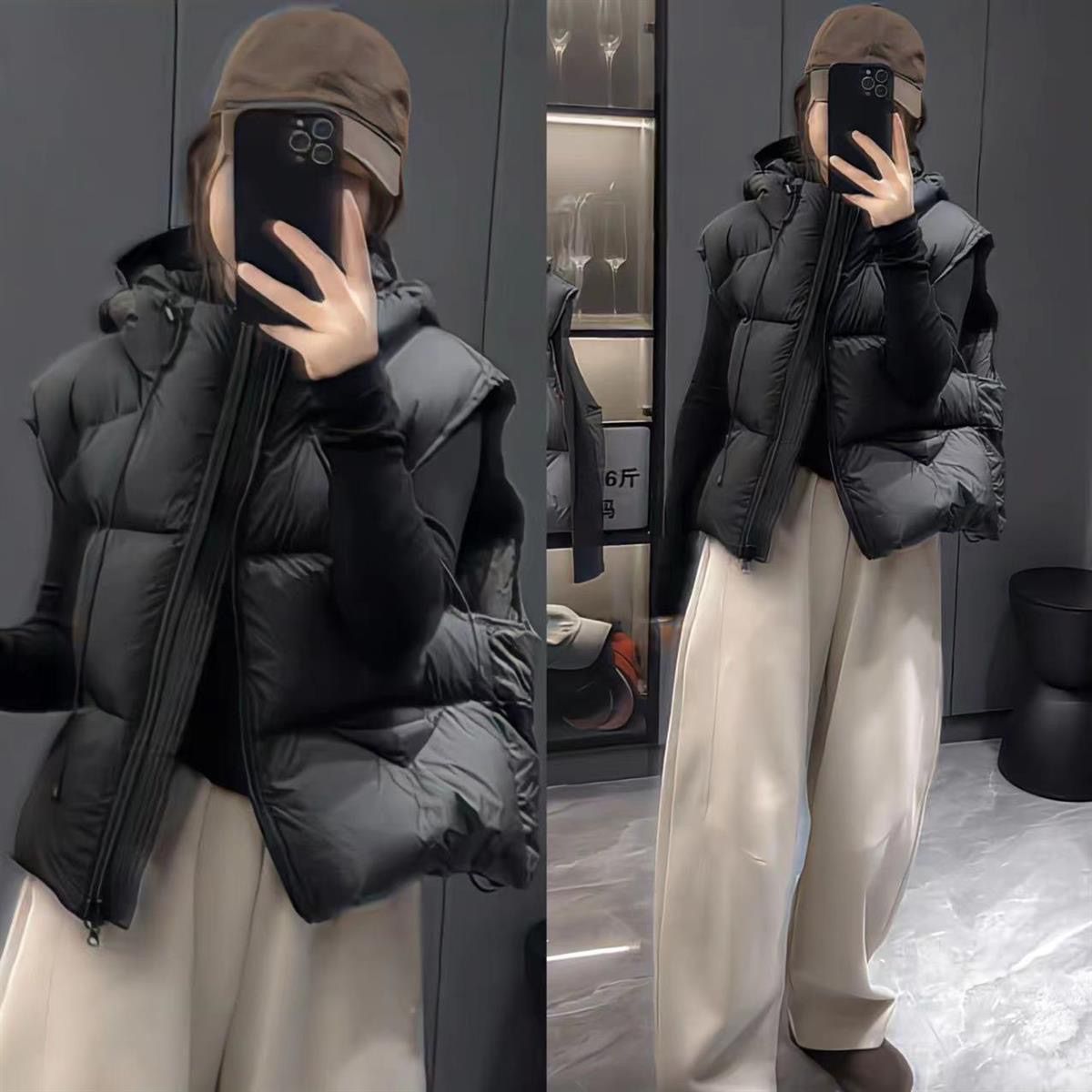 鹅绒服羽绒马甲高品质轻柔泡芙蓬松连帽外搭短款羽绒马甲女秋冬新