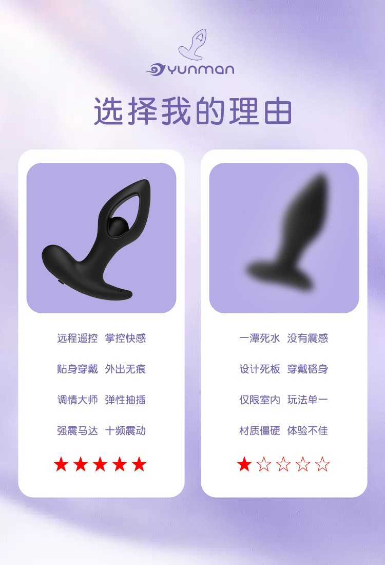 Remote Control Vibrating Anal Plug, Silicone Prostate Massager with Hollow Design — detail image 2