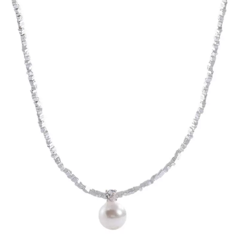 Small design necklace from pearl, universal chain for key bag , accessory, light luxury style, bright catchy style, high-quality style