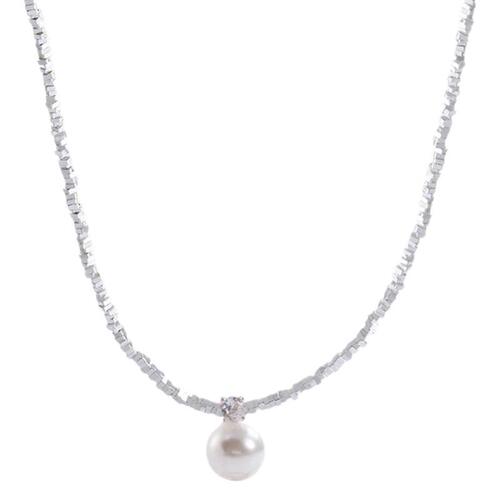 Luxury and small design silver pearl necklace for women, elegant and high-end sense of collar chain, versatile neck chain accessories 