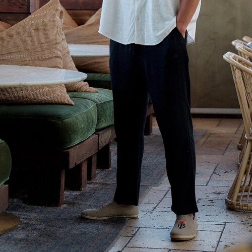 American Linen Cotton Sports Long Pants, Lightweight and Breathable, Summer Cool Casual Running Training Fitness Striped Pants