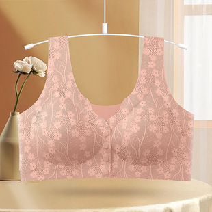 plus size middle-aged and elderly mother's front deduction underwear women's bra without steel ring comfortable breathable thin women's seamless bra
