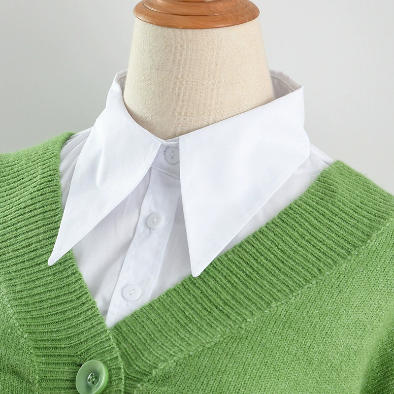Универсальная простая белая рубашка с большим острым воротником с накладным воротником, осенне-зимняя многофункциональная коллокация