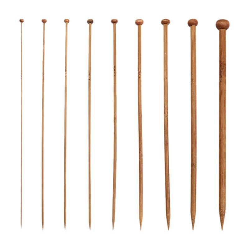 Fábrica directa de 25cm de bambú aguja de cabeza única suéter herramientas de tejido de lana multi-especificaciones aguja de tapping carbonizada
