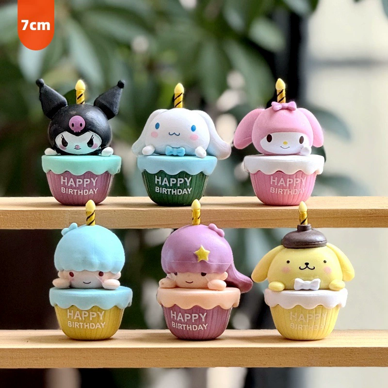 Игрушка (Sanrio) набор минифигурок кекс-свечка, ПВХ, 6 штук, ≈7 см