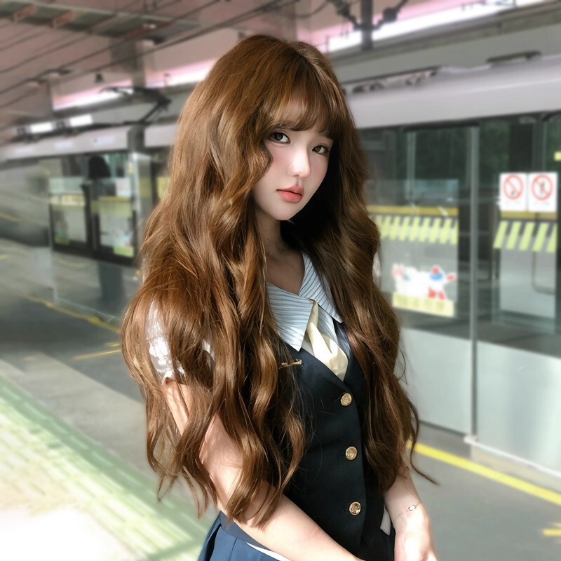 Wool Curly Wig Full Headband for Women with Air Bangs French Lazy Egg Roll Atmosphere Water Ripple Long Curly Hair Set Wool Curly Wig Full Headband for Women with Air Bangs French Lazy Egg Roll Atmosphere Water Ripple Long Curly Hair Set