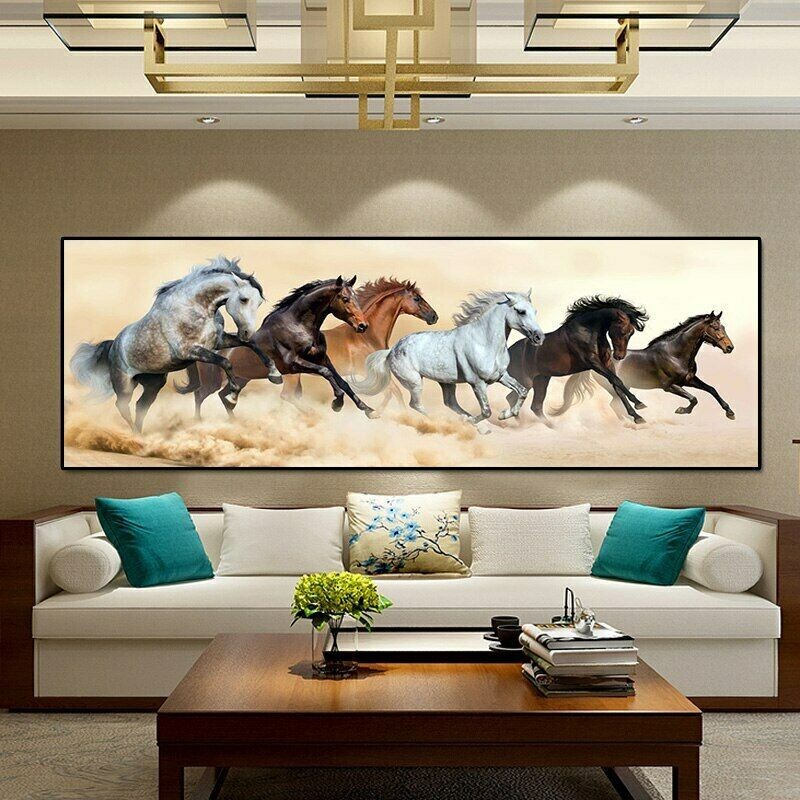 Modern Simple Single Six-horse Running Spray Painting Creative Sofa Background Wall Decorative Painting Hallway Hanging Painting