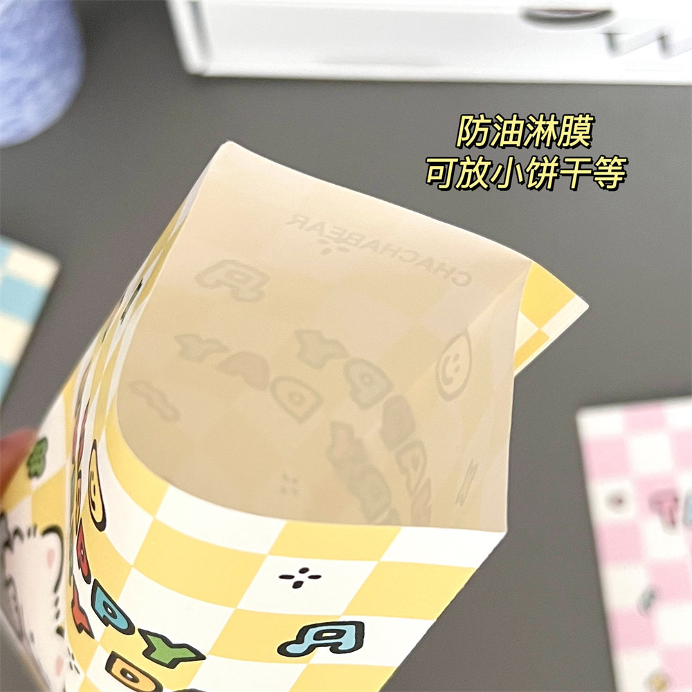 Conjunto autorizado lindo de alto aspecto cachorro recubierto bolsa de papel estudiante bolsa de embalaje hornear bolsa de almacenamiento de objetos pequeños