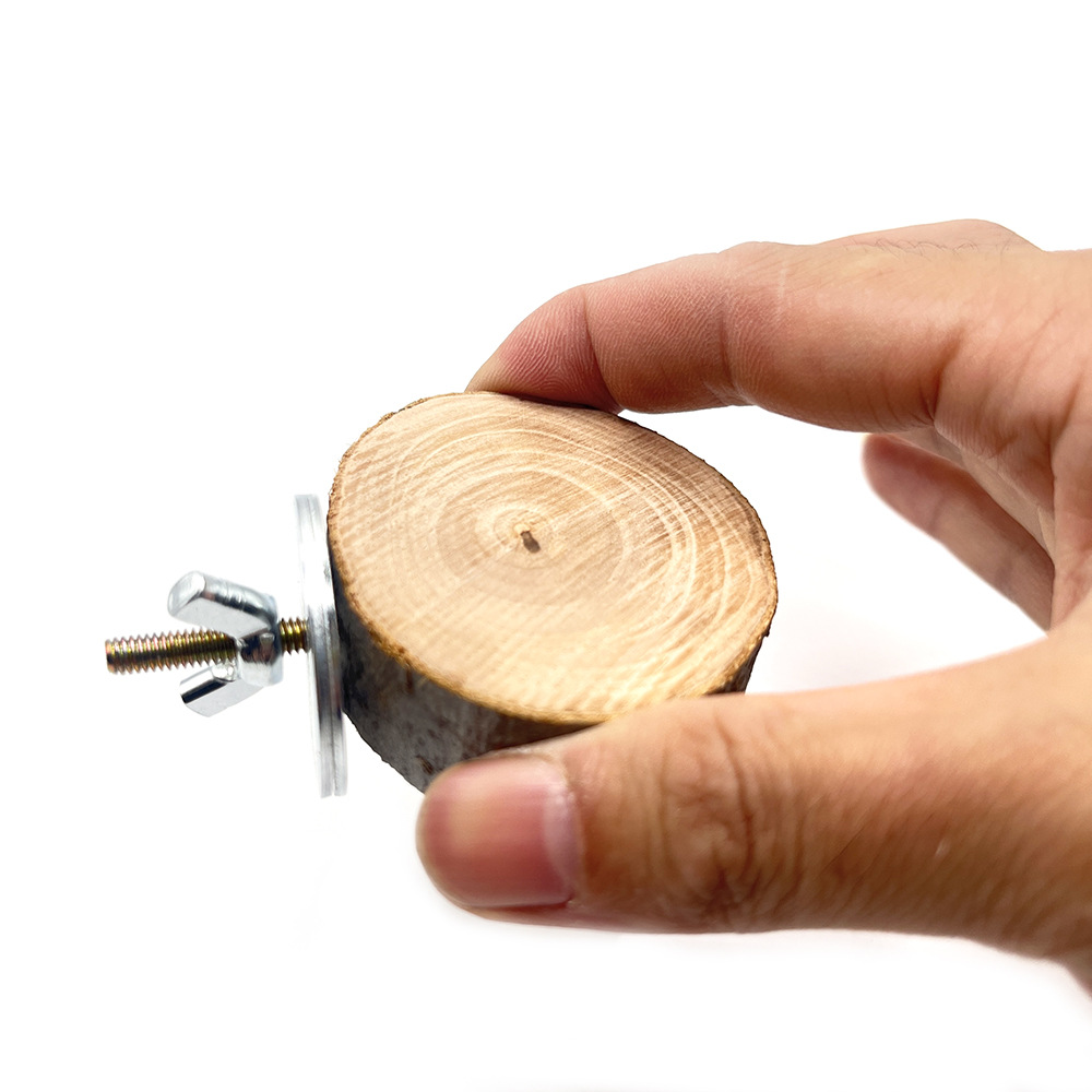 Juguete de hámster, marco de estación de pájaro loro, tronco, madera de manzana, plataforma redonda, accesorios para jaulas de pájaros, juguete de mordisco de madera para mascotas pequeñas image 5