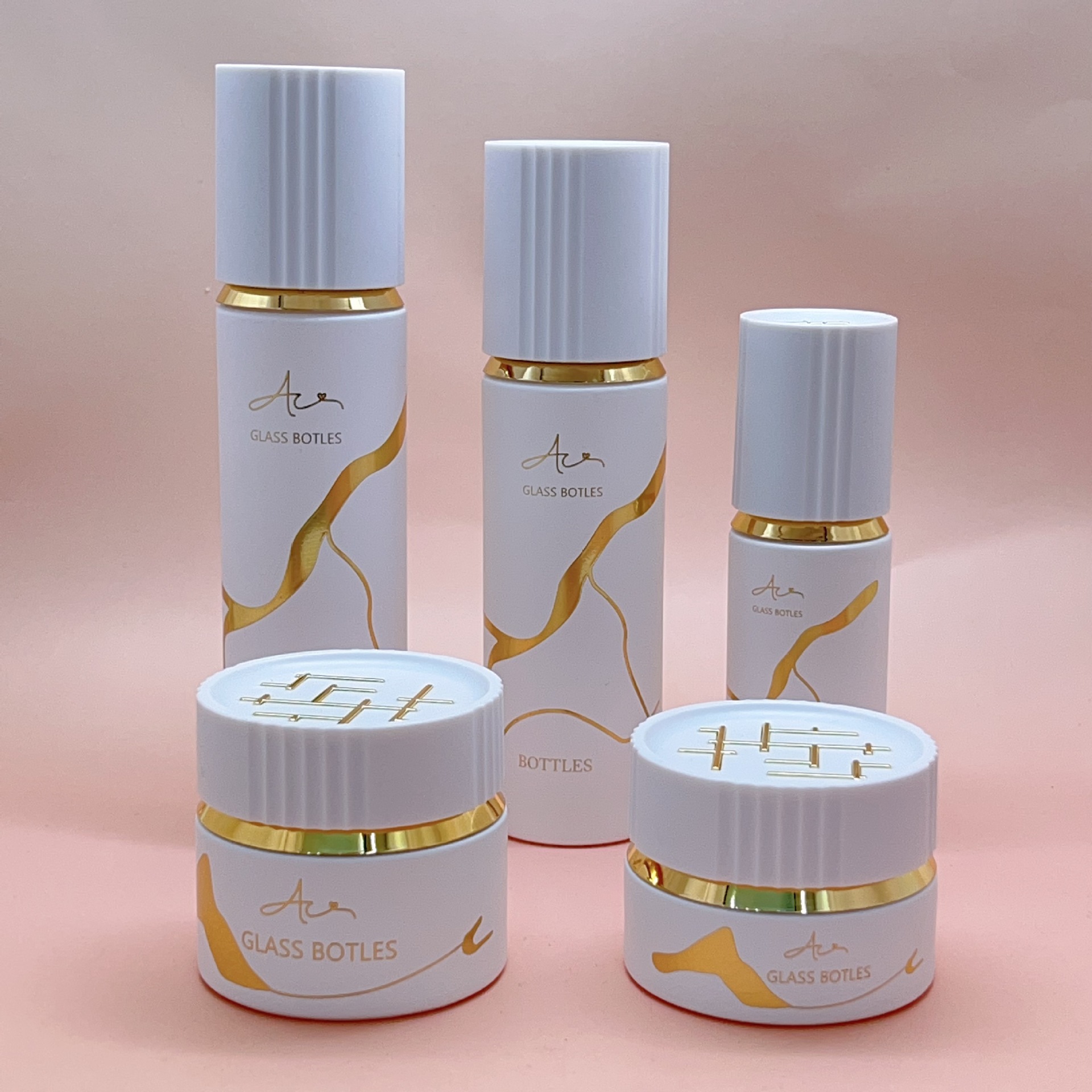 新款竖纹盖子高端白色现货100ml乳液瓶50g膏霜瓶乳液按压分装瓶