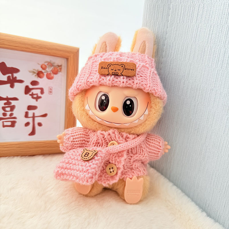 Solo ropa] Llavero de primera y segunda generación Labubu colgante de ropa Rabubu ropa de bebé suéter de punto traje de sombrero