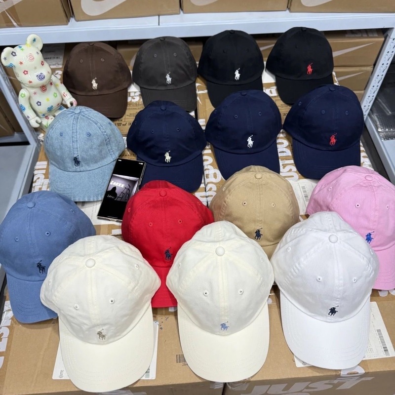 可扫码高品质RL拉夫复古小马刺绣小标水洗户外弯檐鸭舌棒球帽可调|undefined