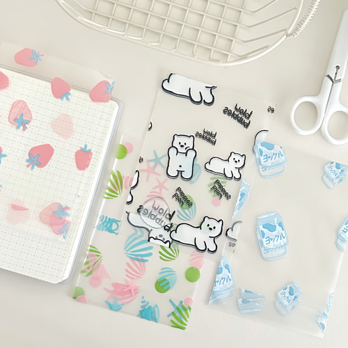 Ins-style cute cartoon bear milk bottle strawberry shell flat pocket card package bag card package material