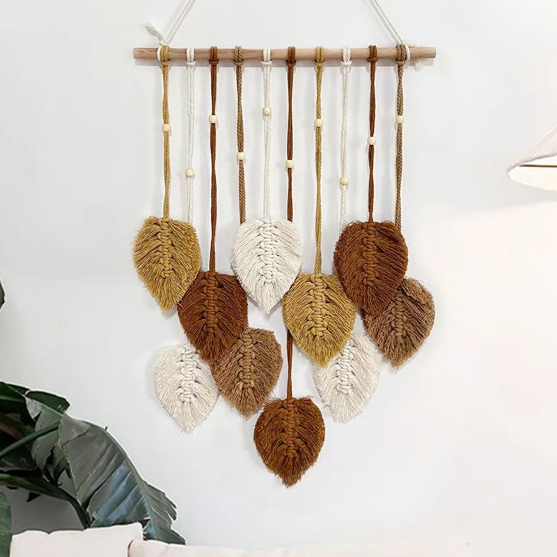 New Creative Hand-woven Cotton Rope Leaf Tapestry Bohemian Style Home Wall Decor Room Hanging