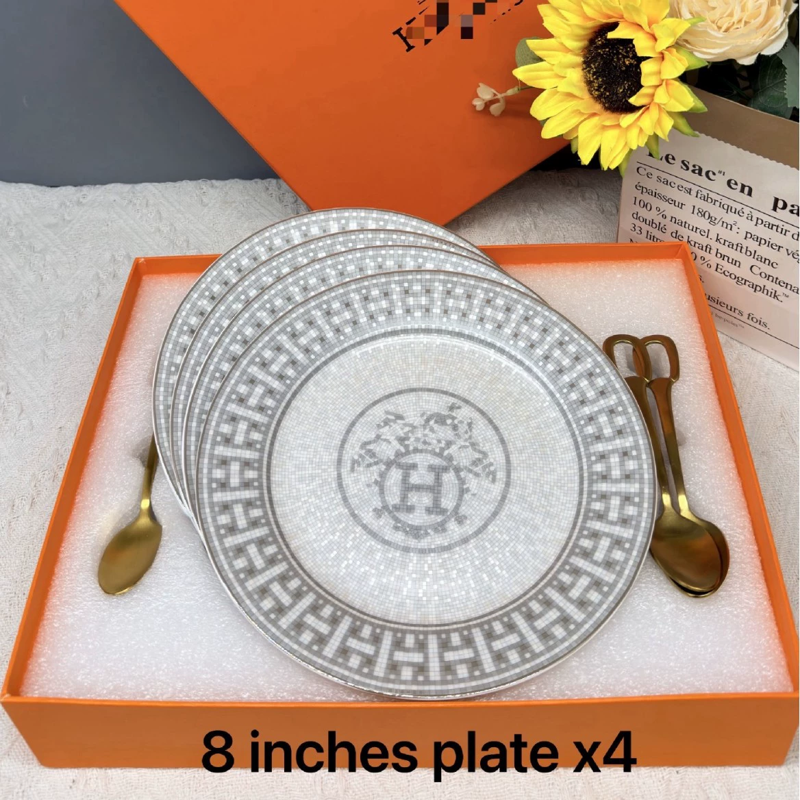 Ceramic Tableware Set, Retro Cartoon Light-Luxury Style, Assorted Plates & Cups (Gift)
