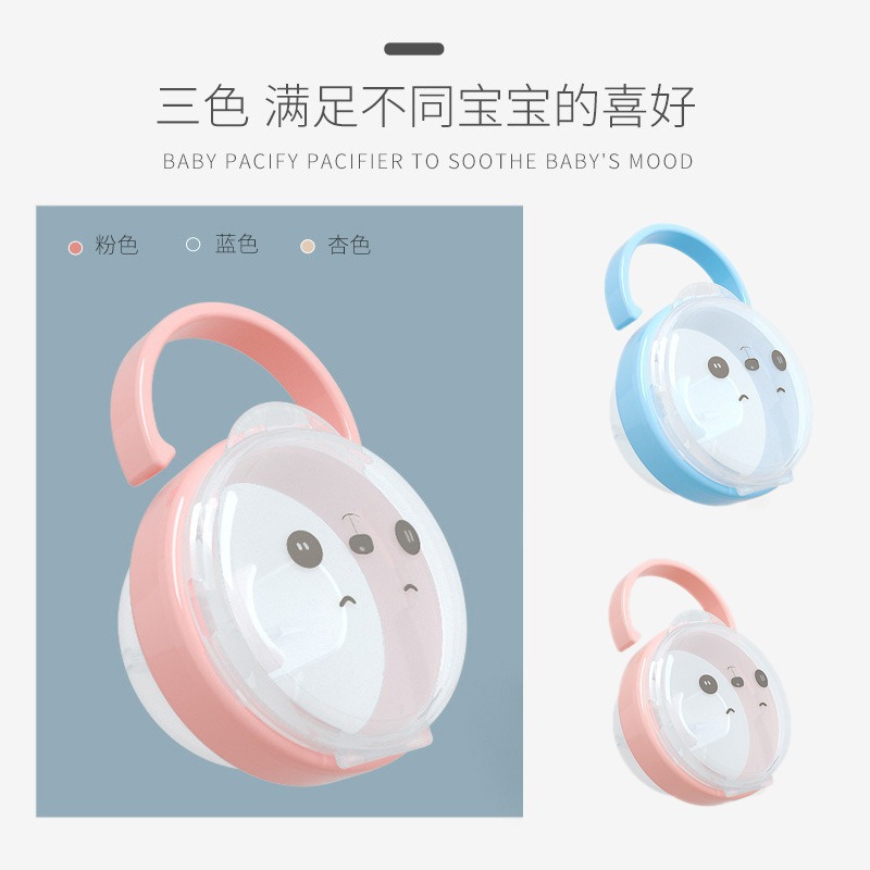 Panda patrón PP plástico chupete caja portátil con chupete caja mordida caja de juguete pezón caja de almacenamiento