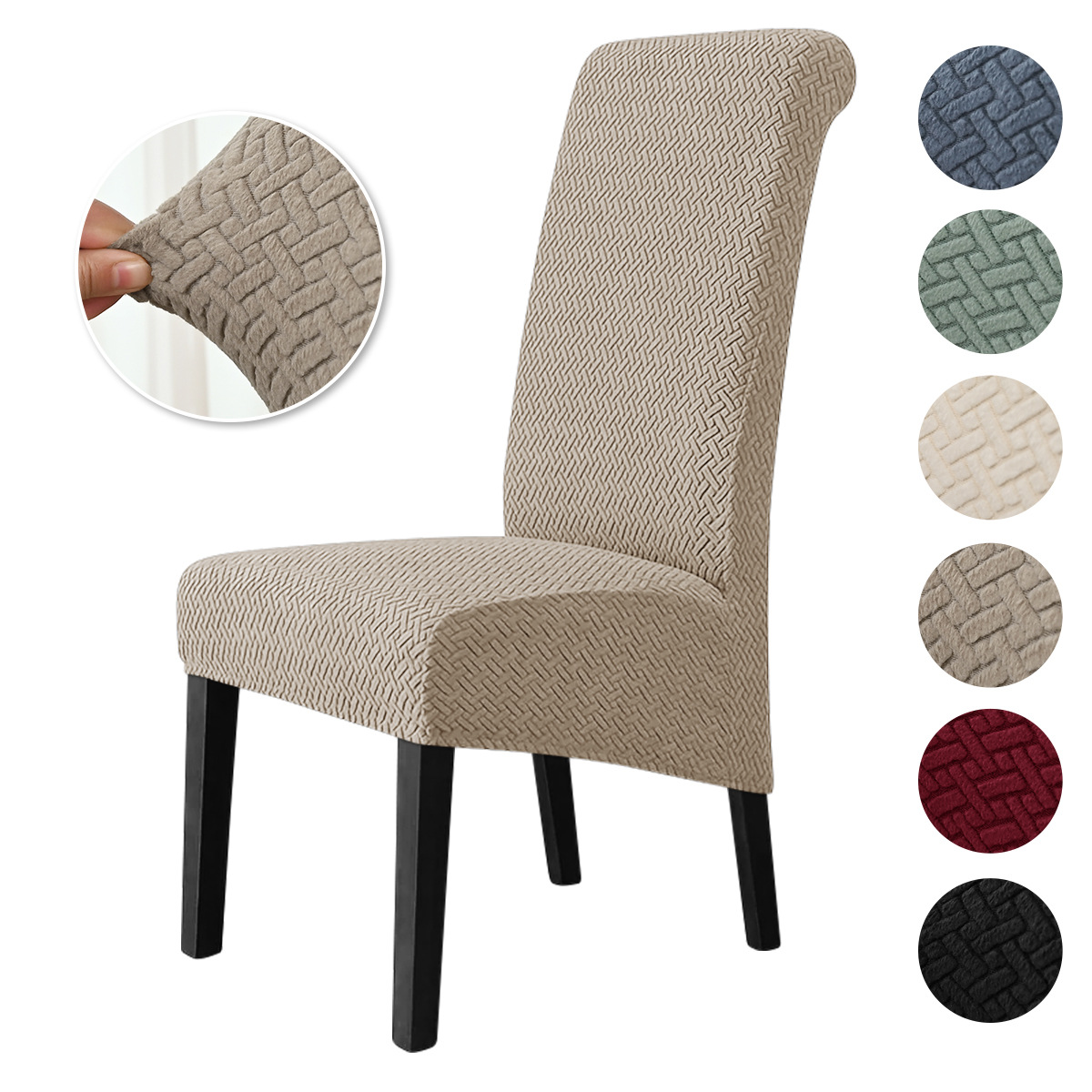 Cubierta de silla elástica en forma de T transfronteriza, cubierta de silla de respaldo alto, tabla de comedor casera grande inclinada.